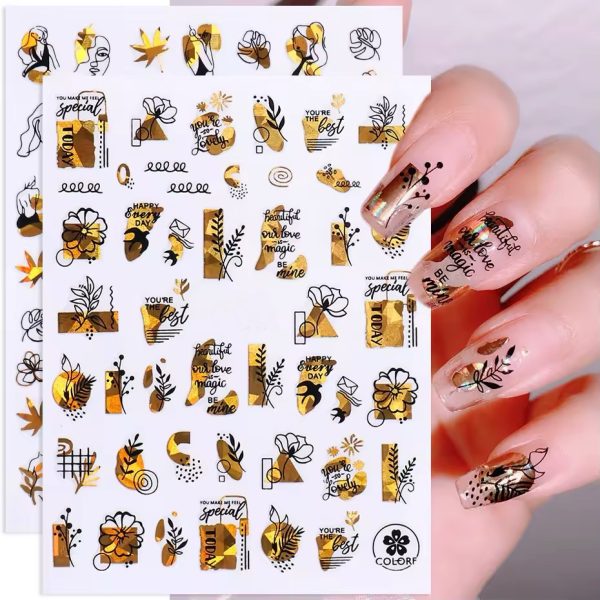 Sticker flores dorado holo cod JO-1616