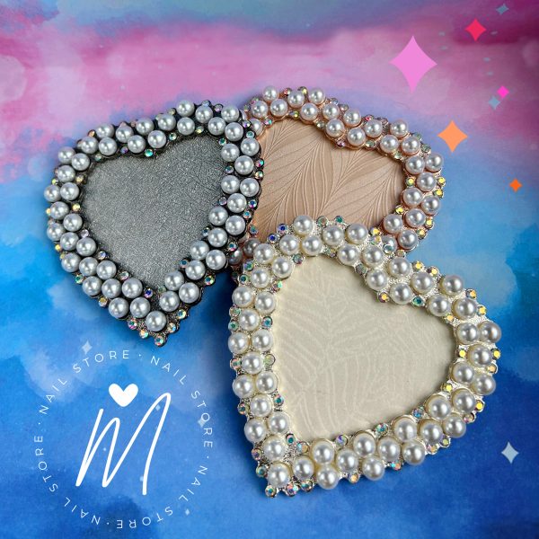 Paleta corazón con perlas