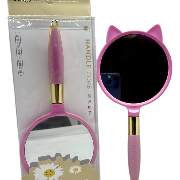 Espejo orejas con mango - Rosa