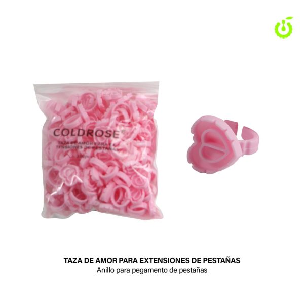 Anillos porta pegamento - Corazón rosa x 100 unidades Cherimoya