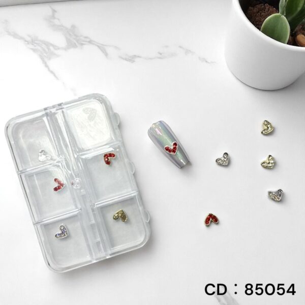 Dijes corazones con Strass x6