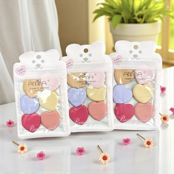Esponjitas puff corazon x 6