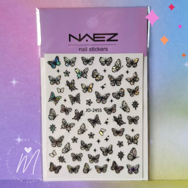 Sticker mariposas negra/blanca holograficas - JO-2455-N