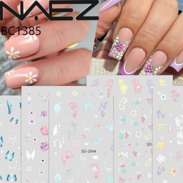 Sticker flores pastel con relieve