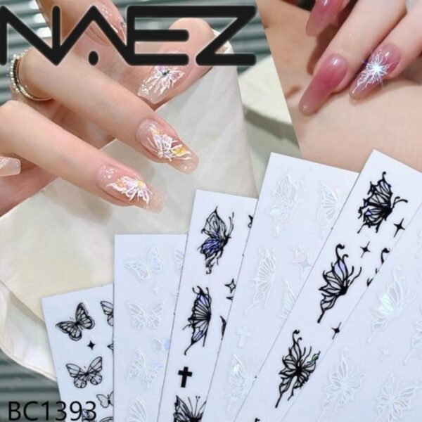 Sticker mariposas negra/blanca holograficas