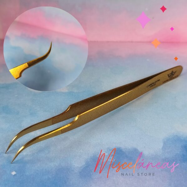 Pinza curva camaleon n° 19 Glitter gold - Lion Beauty