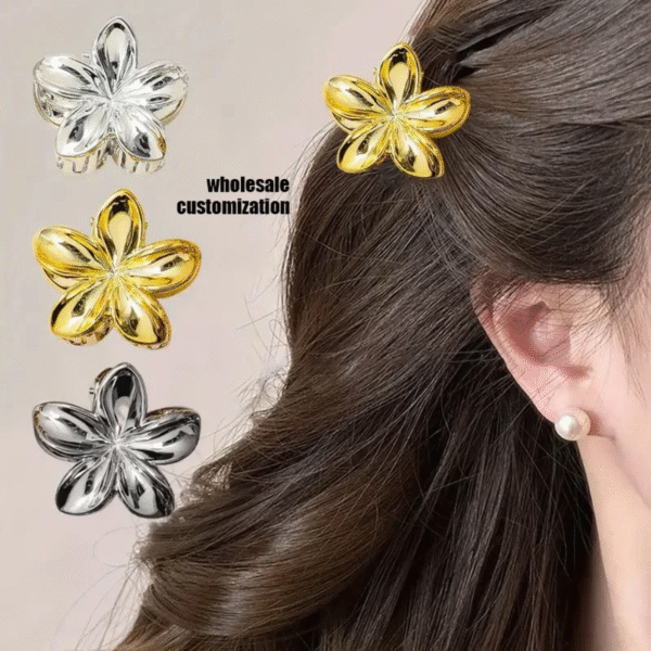 Broche flor hawaiana para pelo x 3 - Brillante