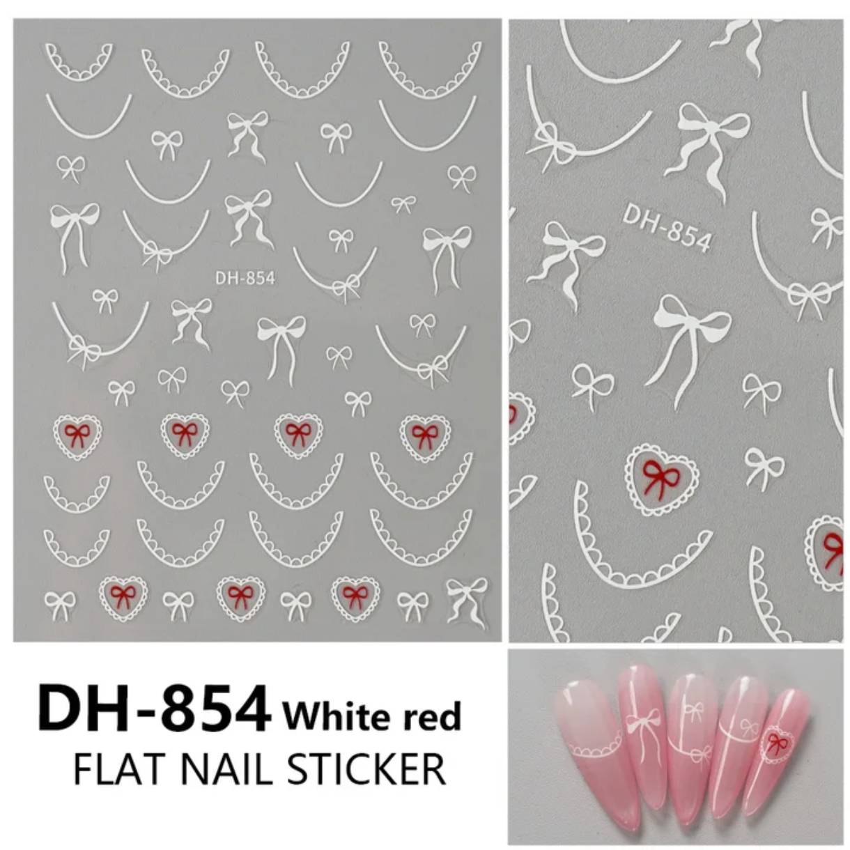 Sticker moños / francesitas - Blanco y Rojo