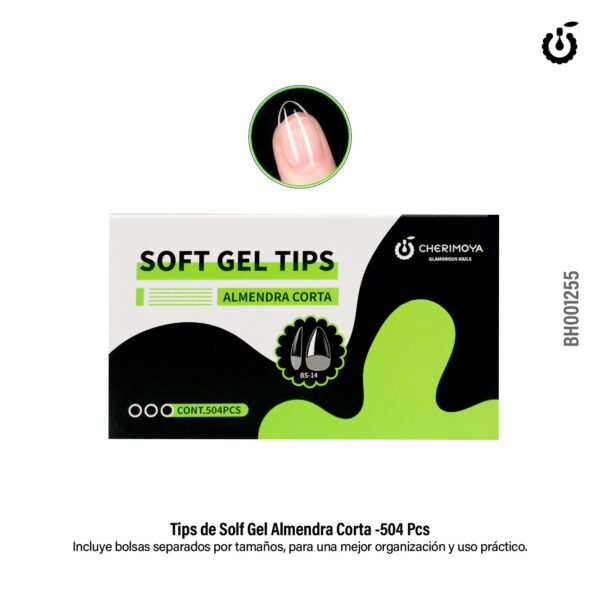 Tips almedra corto Soft Gel - 504 unidades - Cherimoya