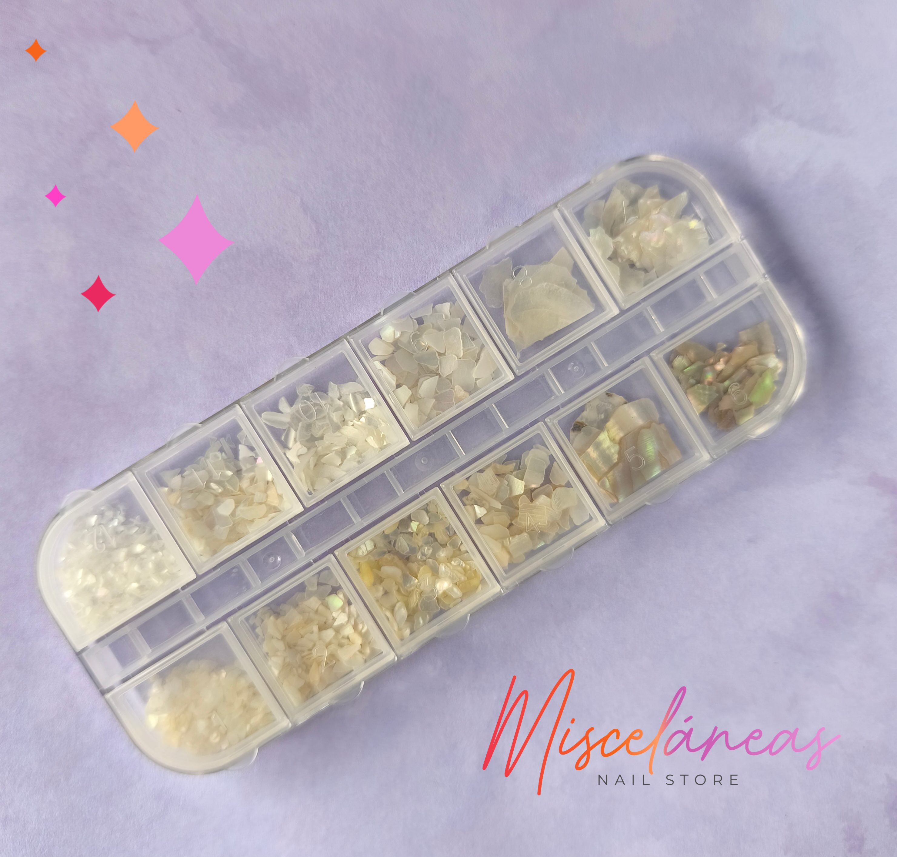 Piedra nacar x tamaños en caja - Naez