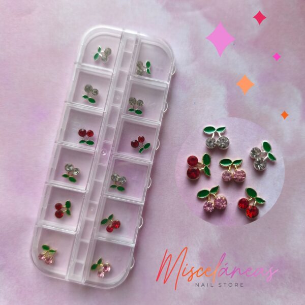 Dijes cerezas grandes con strass en caja - Magic Girl