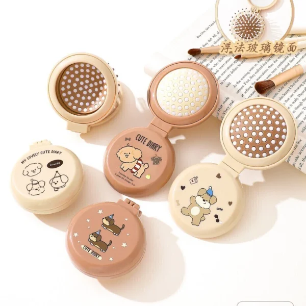 Cepillo con espejo de cartera - Perritos