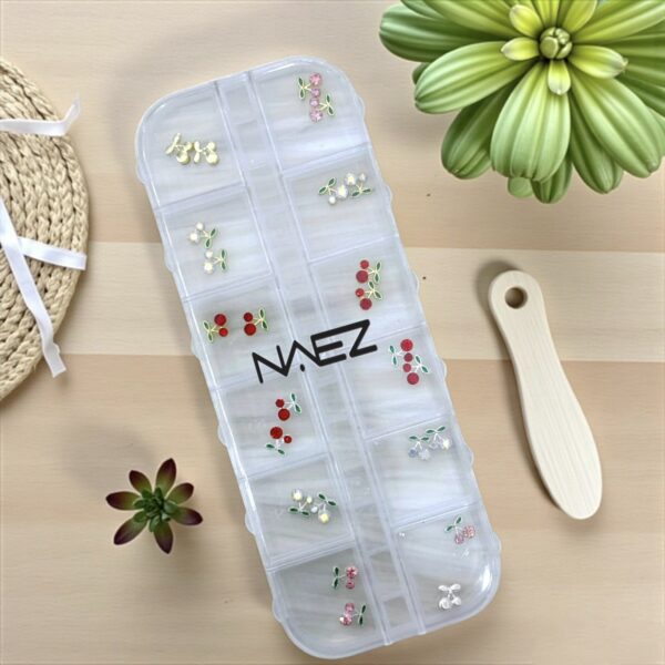 Dijes cerezas medianas con strass en caja - Naez