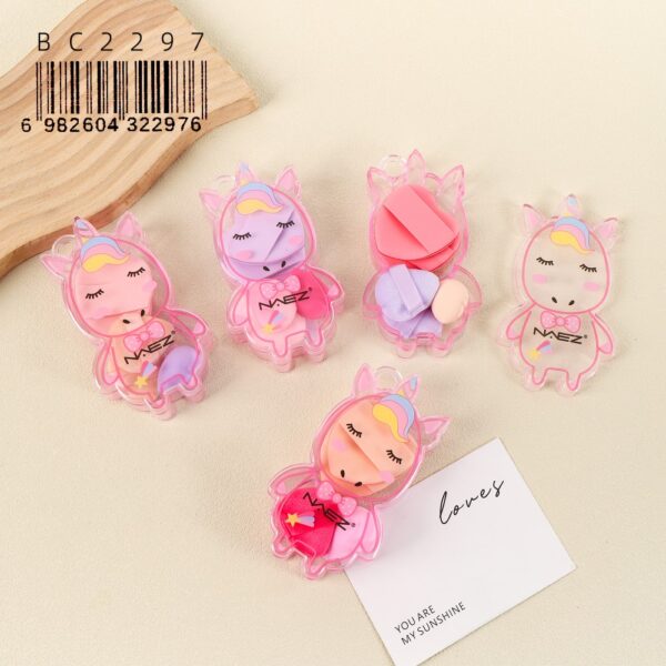 Set de mini esponjas para maquillaje unicornio x 5