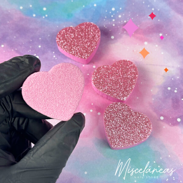 Mini sponge corazon con glitter x 4 un
