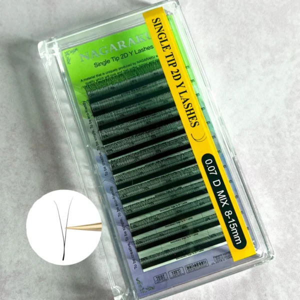 Pestañas Nagaraku tecnologicas single tip Y 2D 0,07 - Mix 8-15 mm